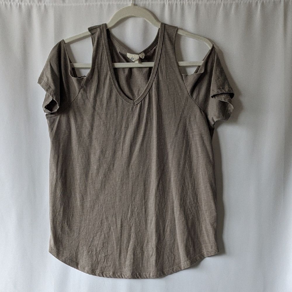 White Crow Brown Cold Shoulder Tank Top